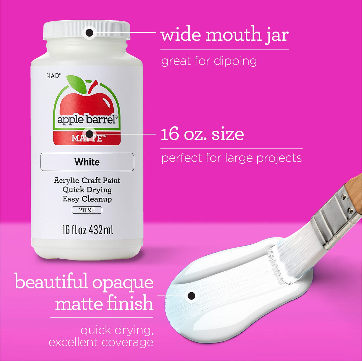 Apple Barrel PROMOABWB Set Featuring 2 White Black Acrylic Paint Colors, 16 Fl Oz (Pack of 2), Multi Apple Barrel