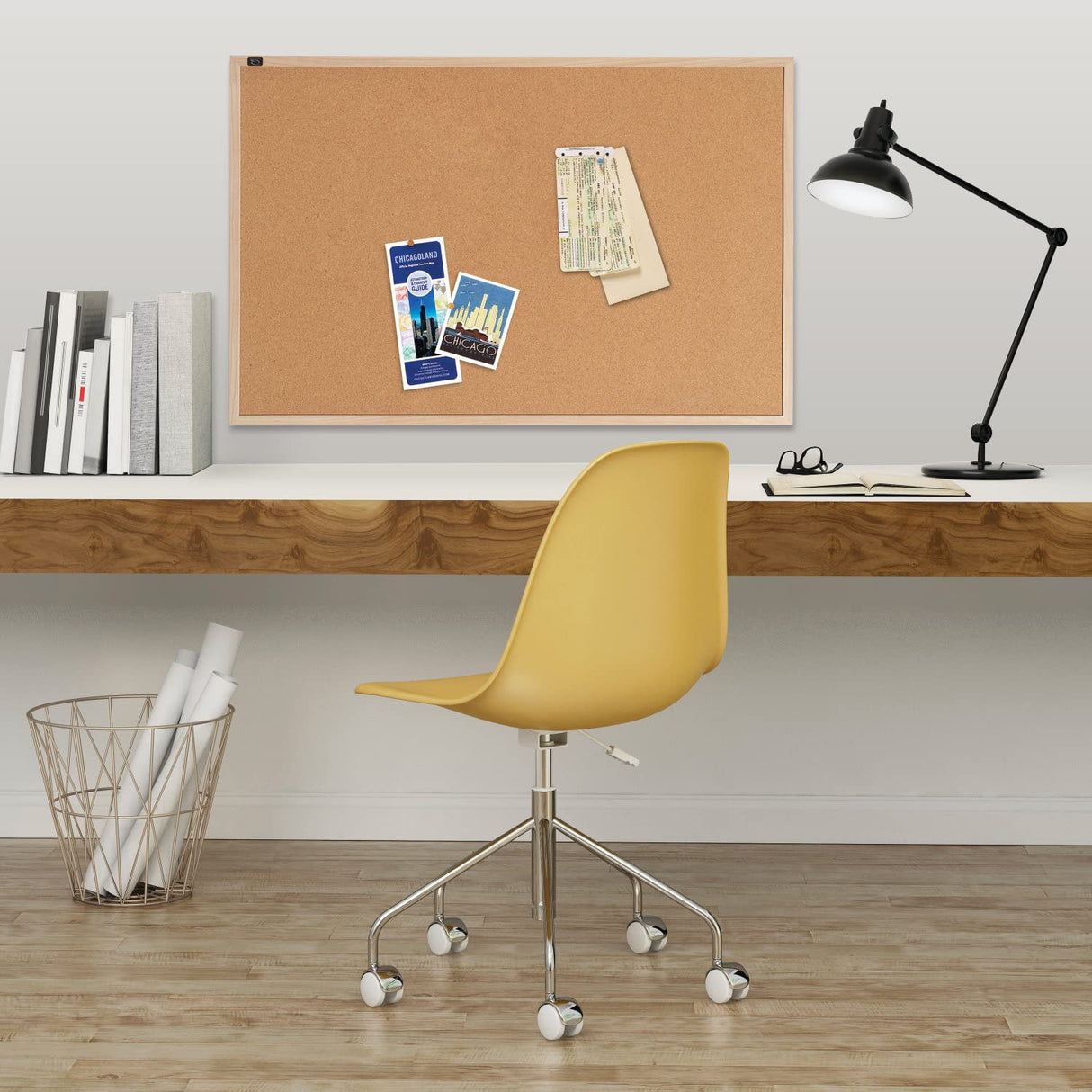 Quartet Cork Board Bulletin Board, 23" x 35" Framed Corkboard, Oak Frame, Decorative Hanging Pin Board, Perfect for Office & Home Decor, Home School Quartet