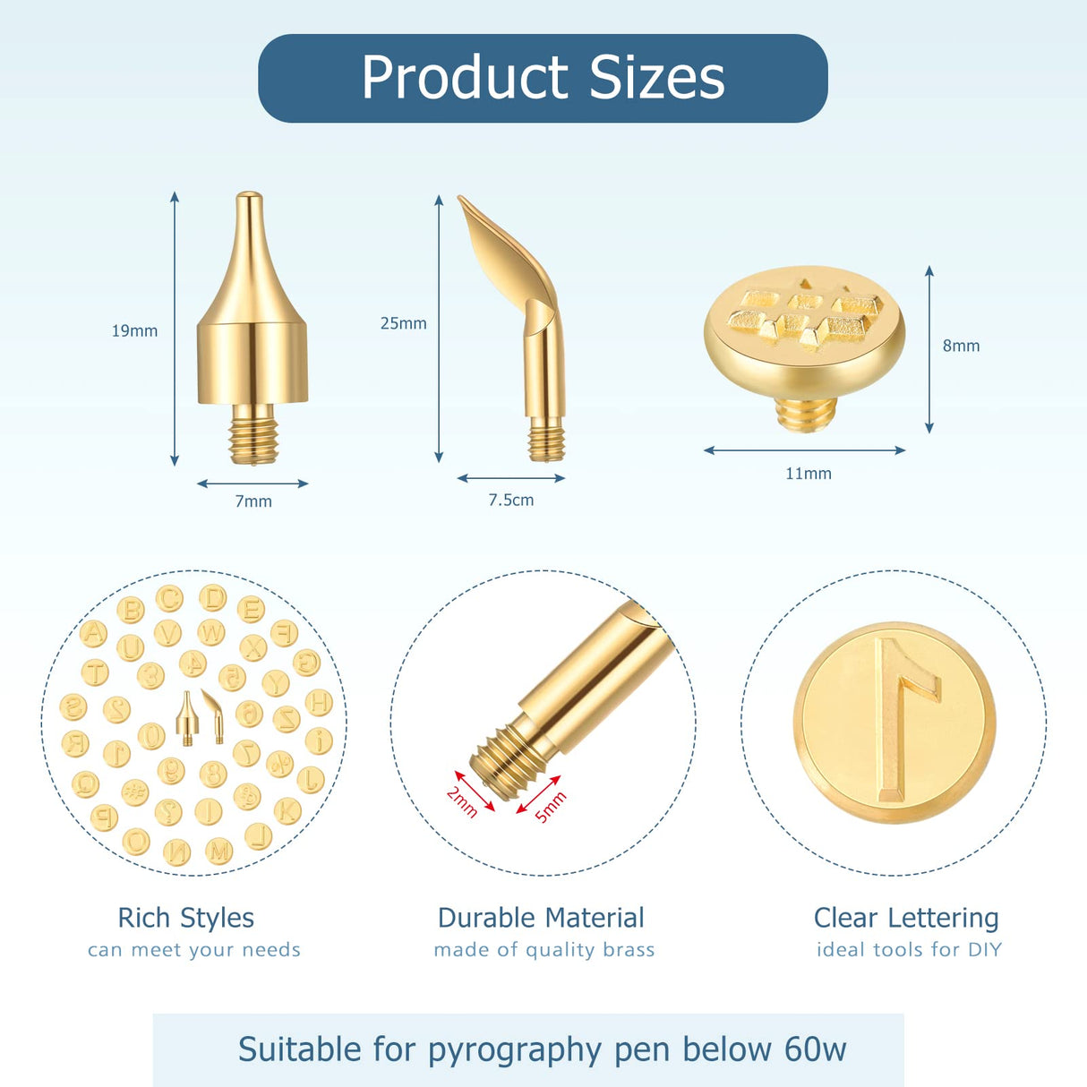 43 Pieces Wood Burning Tip Set Including Letter Number Symbol Wood Burning Tip Wood Burning Alphabet Tips Alphabet Number Template for DIY Embossing Lothee