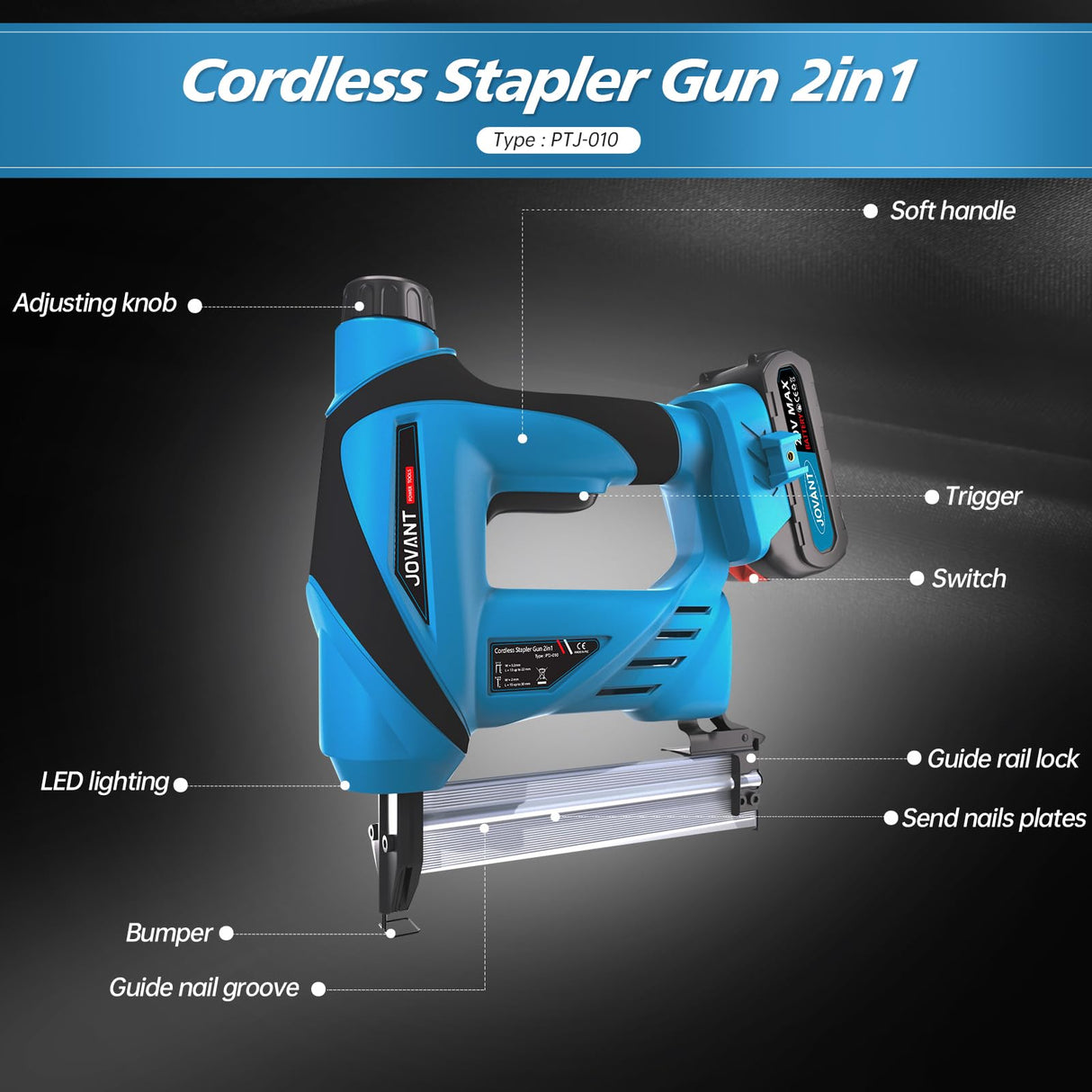 Cordless Nail Gun for Makita 18V Battery (No Battery), 2 in 1 Nail Gun Dual Protection Design Brad Nailer/Stapler for Home Improvement, Carpentry & jovant