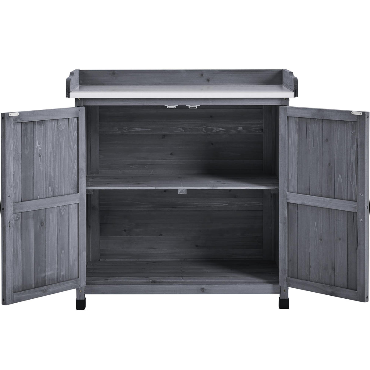 Yaheetech Garden Potting Bench Table, Outdoor Garden Horticultural Wooden Storage Cabinet & Solid Wood Planting Work Bench with Large Space Storage & Yaheetech