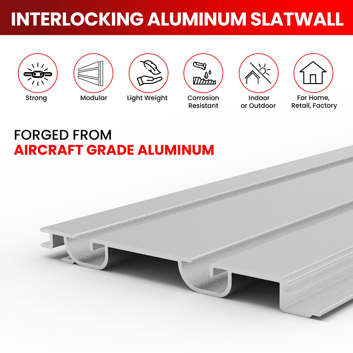 DLDIRECT DiamondLife Aluminum Slatwall Panel Garage Wall Organizer Heavy Duty Wall Mounted Slat Wall Rack, Interlocking Paneling for Garage Wall Slat DLDIRECT