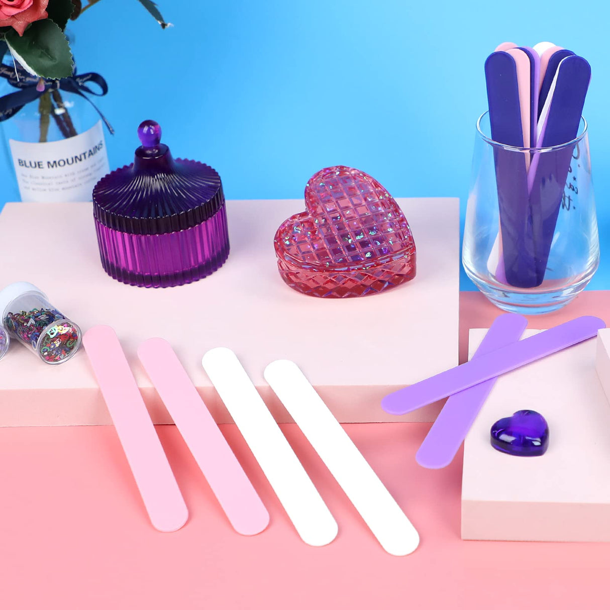 HTVRONT Stir Sticks for Epoxy Resin, 20PCS PVC Mixing Sticks, 4 Colors Reusable Plastic Stirring Sticks for Mixing Resin, Epoxy, Liquid, Paint, HTVRONT