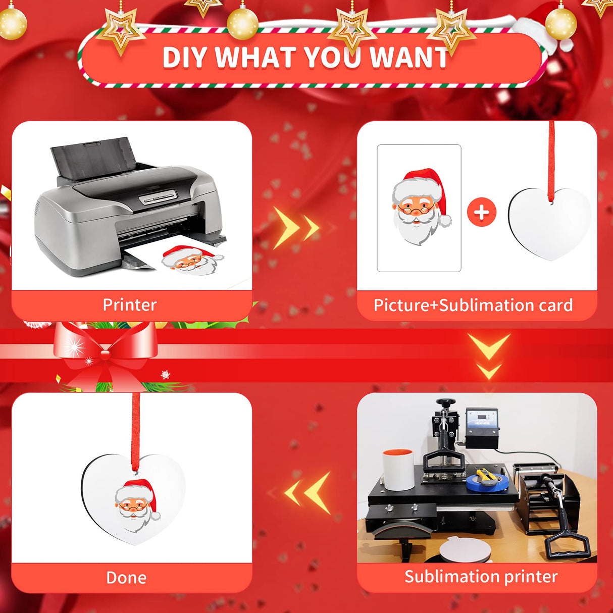 Marsui Sublimation Wooden Ornaments Blanks Christmas Sublimation Blanks Pendant Unfinished Christmas Tree Discs Wooden Ornaments Sublimation Wooden Marsui