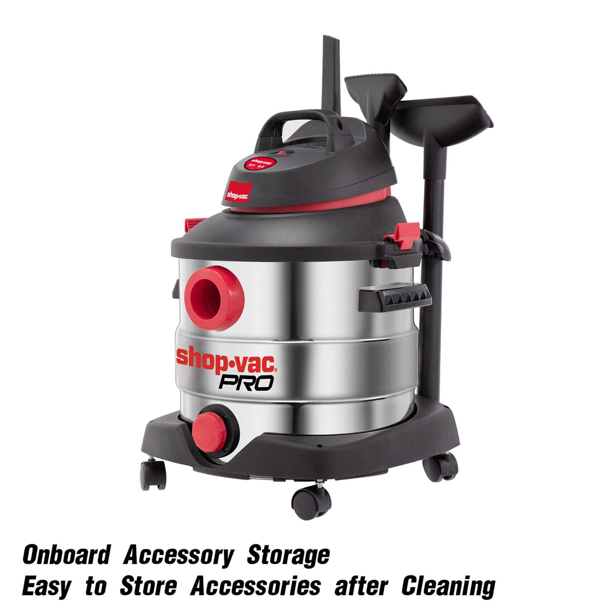 Shop-Vac 8 Gallon 6.0 Peak HP Wet/Dry Vacuum, Stainless Steel Tank, Portable Shop Vacuum with Multifunctional Attachments for Jobsite, Garage & Shop-Vac