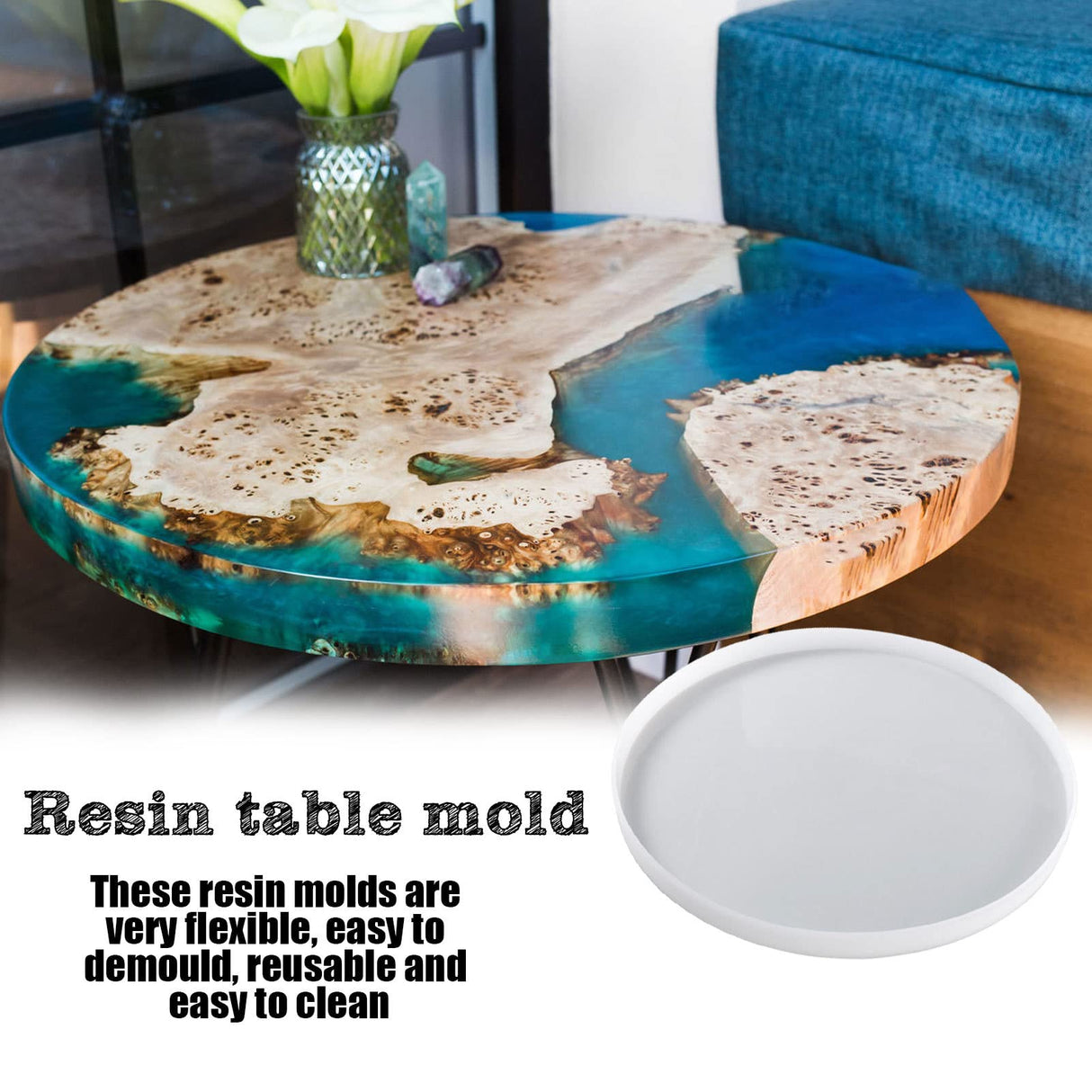 Large Round Epoxy Mold, Silicone Resin Molds Round, Round Epoxy Mold for Coffee Desk, Clock and Table, DIY Round Risen Mold for Home Decorations AYOK