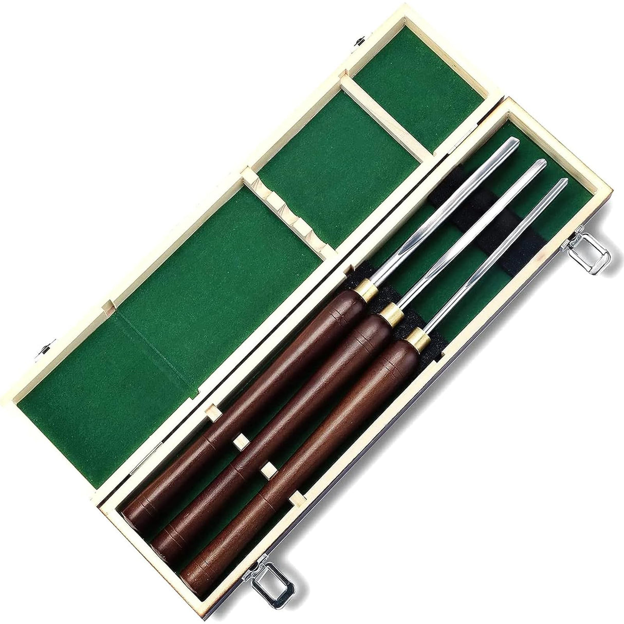Chisel Sets,Turning Tool,3 Pieces HSS Bowl Gouge Lathe Chisel Set, Wood Turning Tools with Wooden Box, Woodworking Lathe Tools 3/8-Inches, 5/8-Inches UiiLo