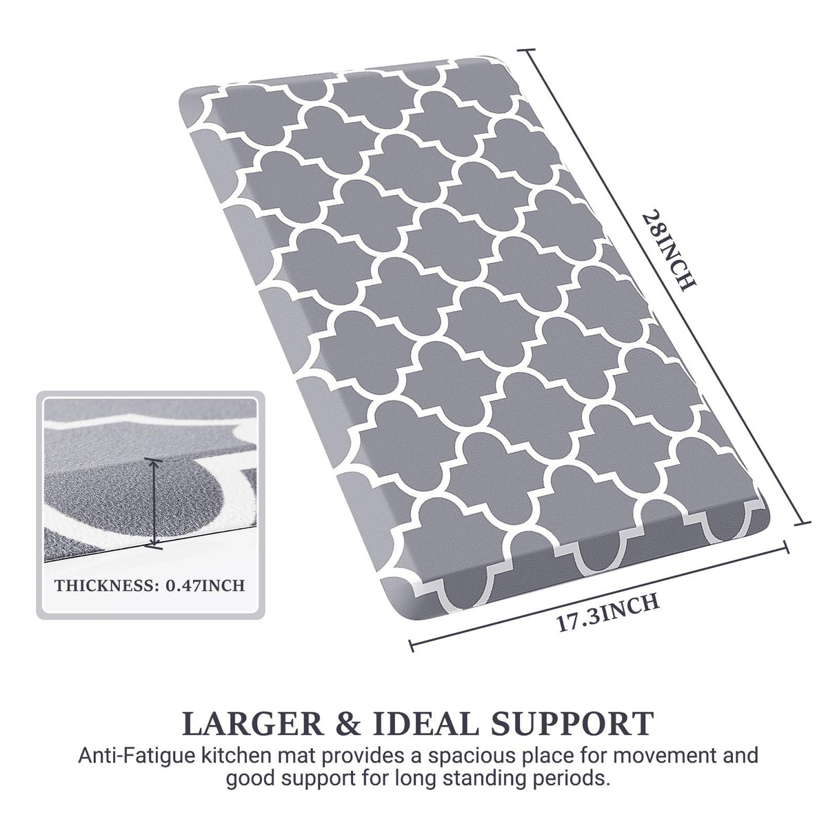 WISELIFE Kitchen Mat and Rugs Cushioned Anti-Fatigue,17.3"x 28",Non Slip Waterproof Ergonomic Comfort Mat for Kitchen, Floor Home, Office, Sink, WISELIFE