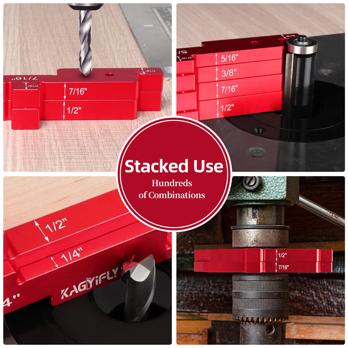 KAGYIFLY Setup Blocks Woodworking, 14pcs Aluminum Setup Blocks Height Gauge Set for Router Table Saw and Angle Measure Set up (Each Setup Bars has KAGYIFLY