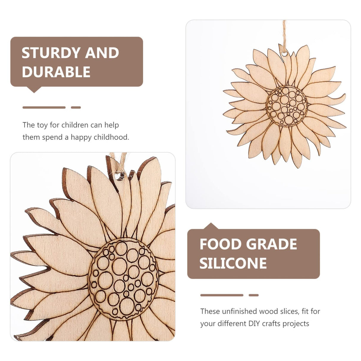 Operitacx 20pcs Sunflower Wood Chips Unfinished Hanging Ornaments Painting Flower Chips Daisy Embellishments for Crafts Blank Scrapbook Sunflower Operitacx