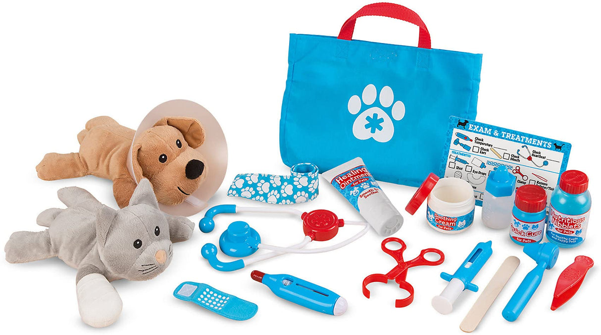 Melissa & Doug Examine and Treat Pet Vet Play Set (24 pcs) - Kids Veterinary Play Set, Veterinarian Kit For Kids, STEAM Toy, Pretend Play Doctor Set Melissa & Doug