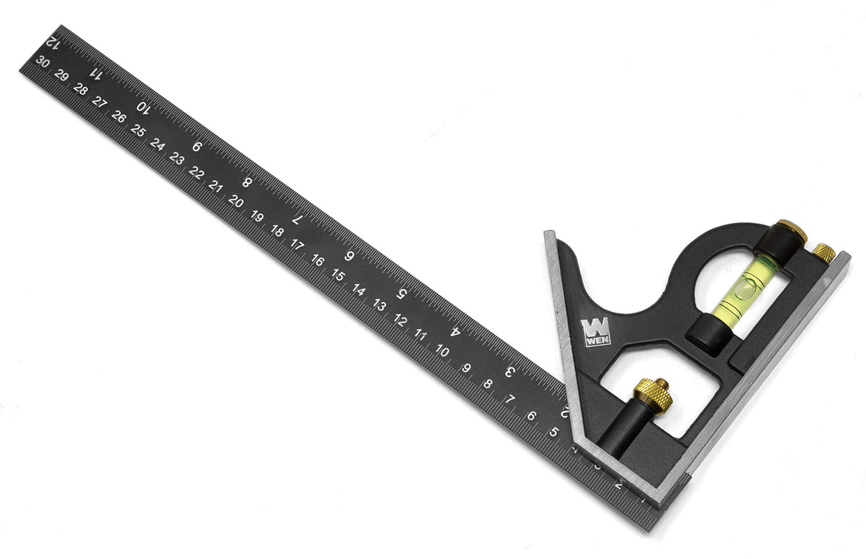 WEN ME144L 12-Inch Aluminum Combination Square with Bubble Level WEN