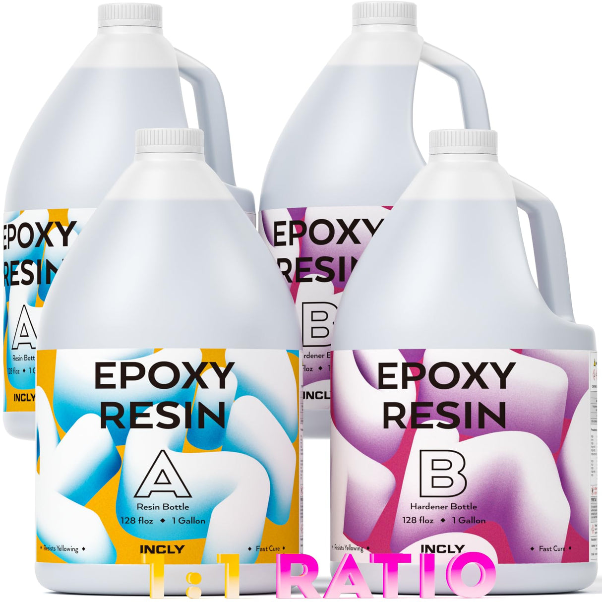 INCLY 4 Gallon Crystal Clear Epoxy Resin Kit, High Gloss & Bubbles Free Resin Supplies Coating & Casting Resin for Table Top, Countertop, River INCLY