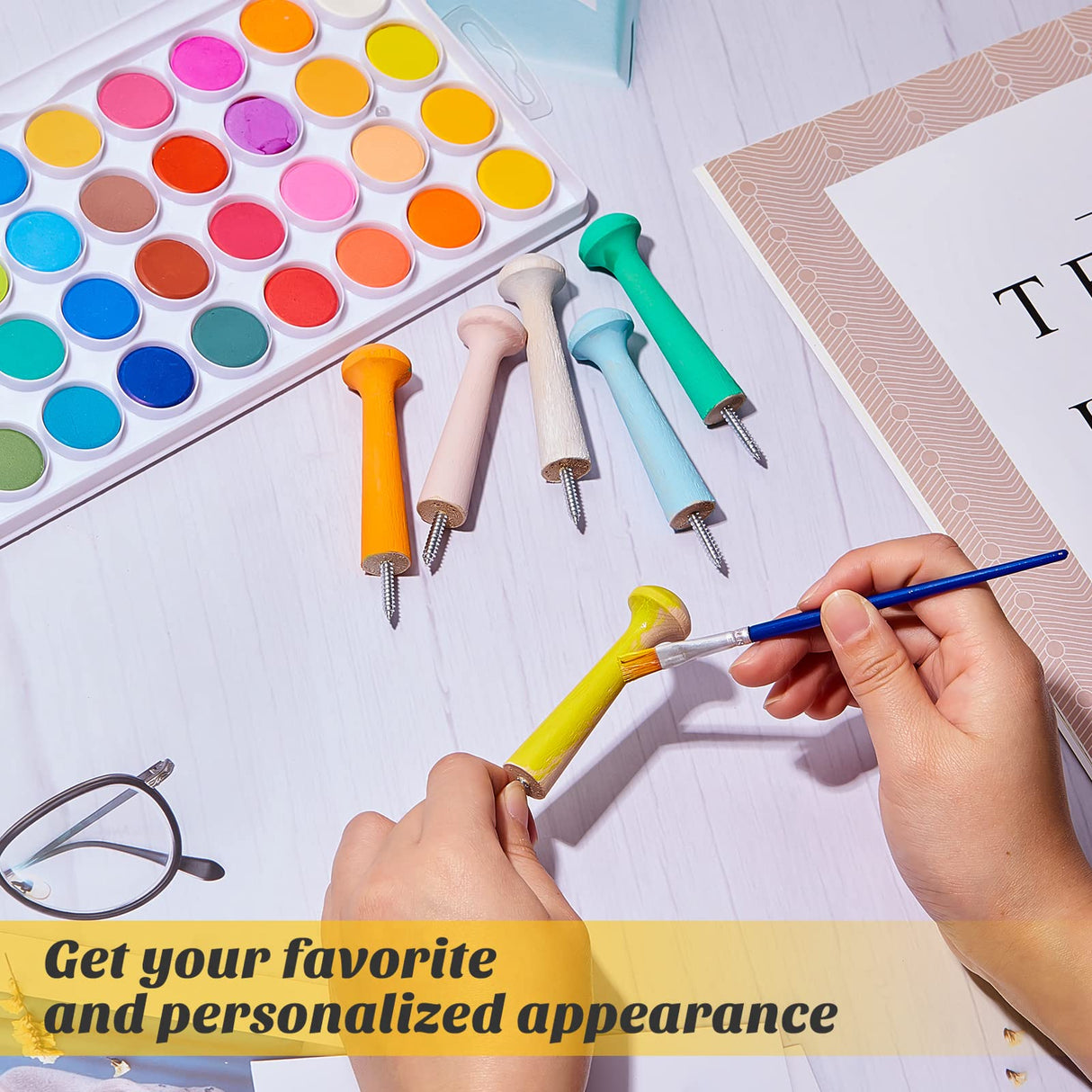 Jetec Wooden Shaker Peg Wood Screw-on Shaker Pegs 2.9 Inch Long Unfinished Wood Shaker Racks for Hanging Clothes Hats Towel and More DIY Paint Color Jetec