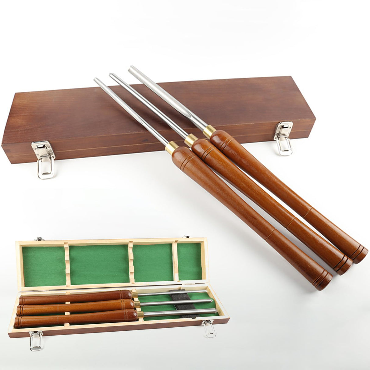 Chisel Sets,Turning Tool,3 Pieces HSS Bowl Gouge Lathe Chisel Set, Wood Turning Tools with Wooden Box, Woodworking Lathe Tools 3/8-Inches, 5/8-Inches UiiLo