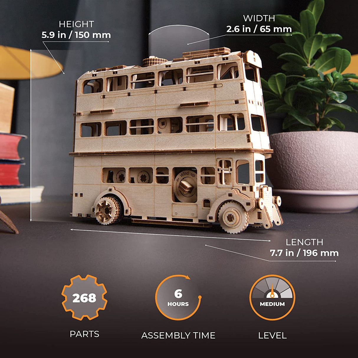 UGEARS Harry Potter Knight Bus - 3D Wooden Puzzles for Adults to Build - Wooden Bus Model Kits 3D Puzzles for Adults - Wooden Model Building DIY UGEARS