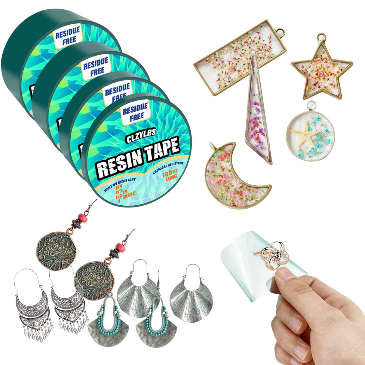 CLZYLRS 4 Rolls Resin Tape for Epoxy Resin Molding-Silicone Thermal Adhesive Tape-Easy Peeling (1inch & 3/4inch & 1/2inch & 1/4 inch) Jonnick