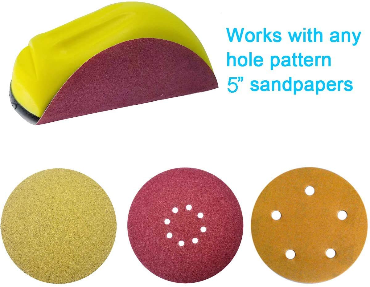 M-jump 5 inch Mouse Hand Sanding Pad Hook and Loop Sanding Block Hook Backing Plate For Woodworking, Furniture Restoration, Home and Automotive Body. M-jump