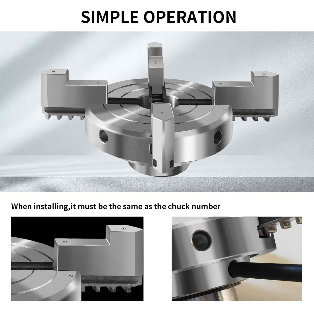 NNBWKIXI 4 Inch Wood Lathe Chuck Set 4 Jaws Self-Centering Lathe Chucks Thread 1 x 8TPI Lathe Chuck for Woodturning NNBWKIXI