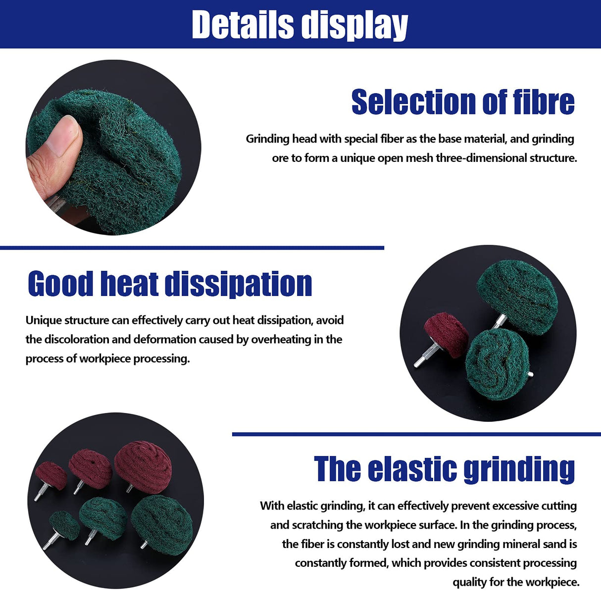 Glarks 10 Pack Non Woven Abrasive Wheel Drill Buffing Attachment Set, Red and Green Scouring Pads Power Scrubber Cleaning Kit with 1/4" Shank for Glarks