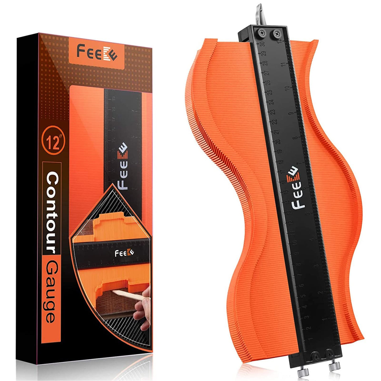 Contour Gauge (12 Inch) with Lock Profile Tool, Christmas Day Gifts Woodworking Tools Carpenter Tools for Men Construction Scribe Tools, Gifts for Feeke