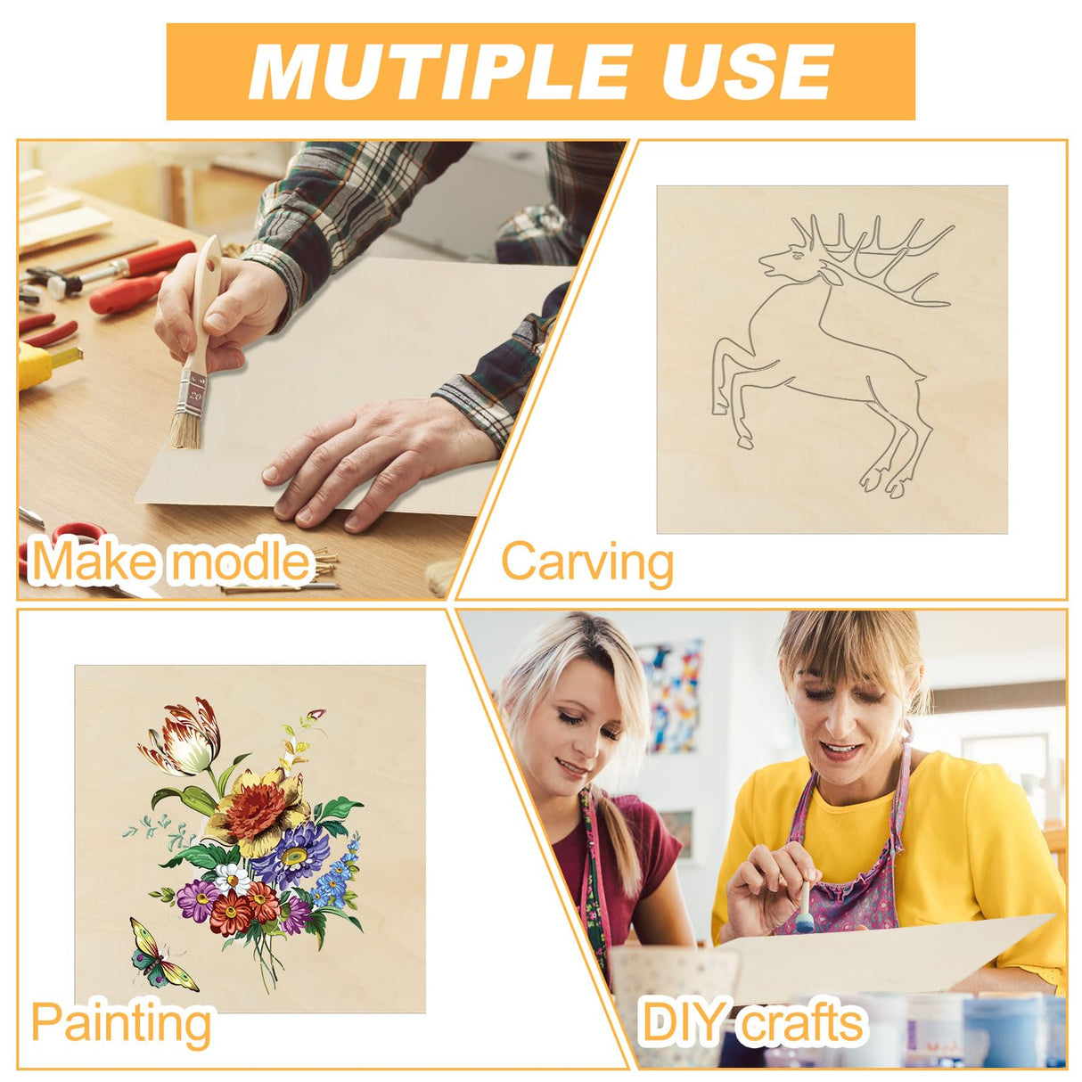 Kigley 60 Pack Basswood Sheets 12"x12"x1/8", 3mm Thick Unfinished Square Wood Board for Crafts, DIY Architectural Models Making, Painting, Mini House Kigley