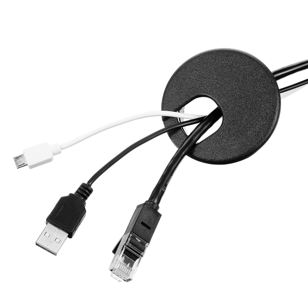 SATINIOR 10 Packs Black Desk Cable Wire Grommet Cord, PC Computer Desk Plastic Grommet Cord, Tidy Cable Hole Cover Organizers (Black, 50 mm/ 2 Inch SATINIOR