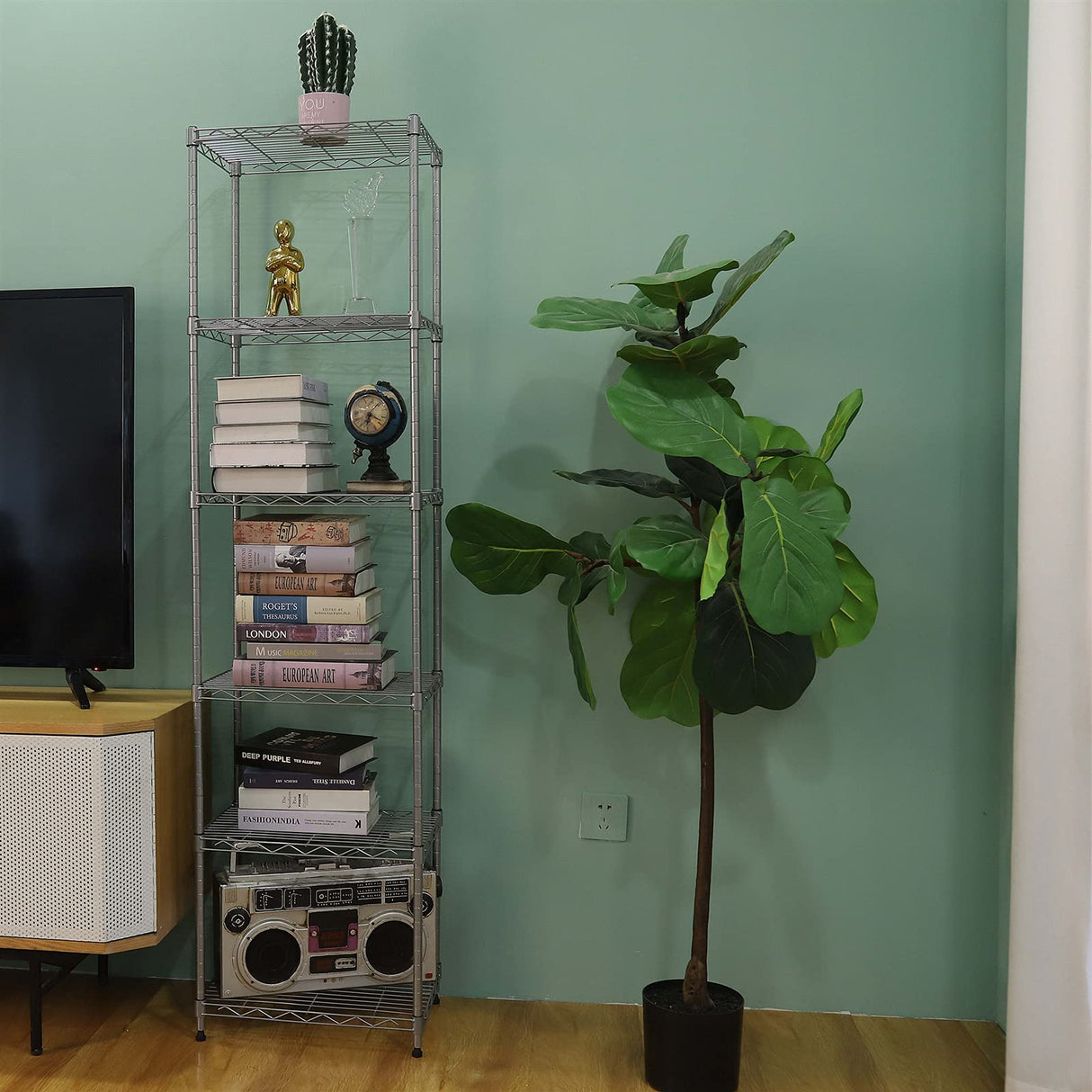 GIOTORENT 6-Tier Standing Shelving Metal Units, Adjustable Height Wire Shelf Display Rack for Laundry Bathroom Kitchen 16.6” x 11.6” x 63” GIOTORENT