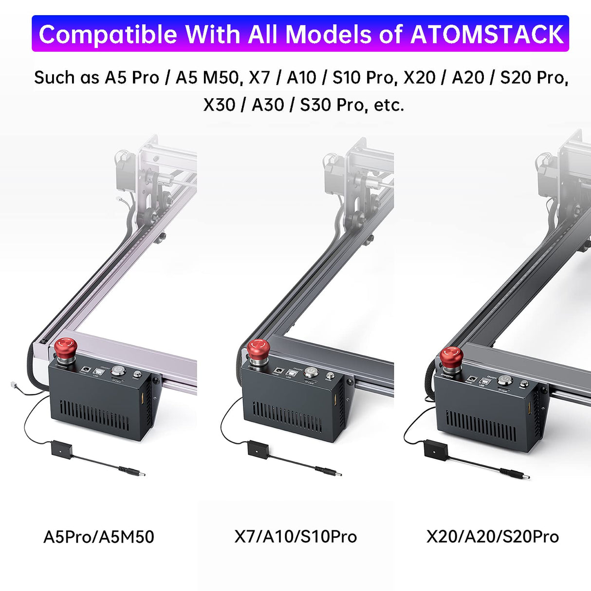 ATOMSTACK AIC1 Air Assist Automatic Control Kits for Frame-Shaped Laser Engraver, Auto ON/Off Air Assist for LightBurn M7, Support Offline Engraving, ATOMSTACK