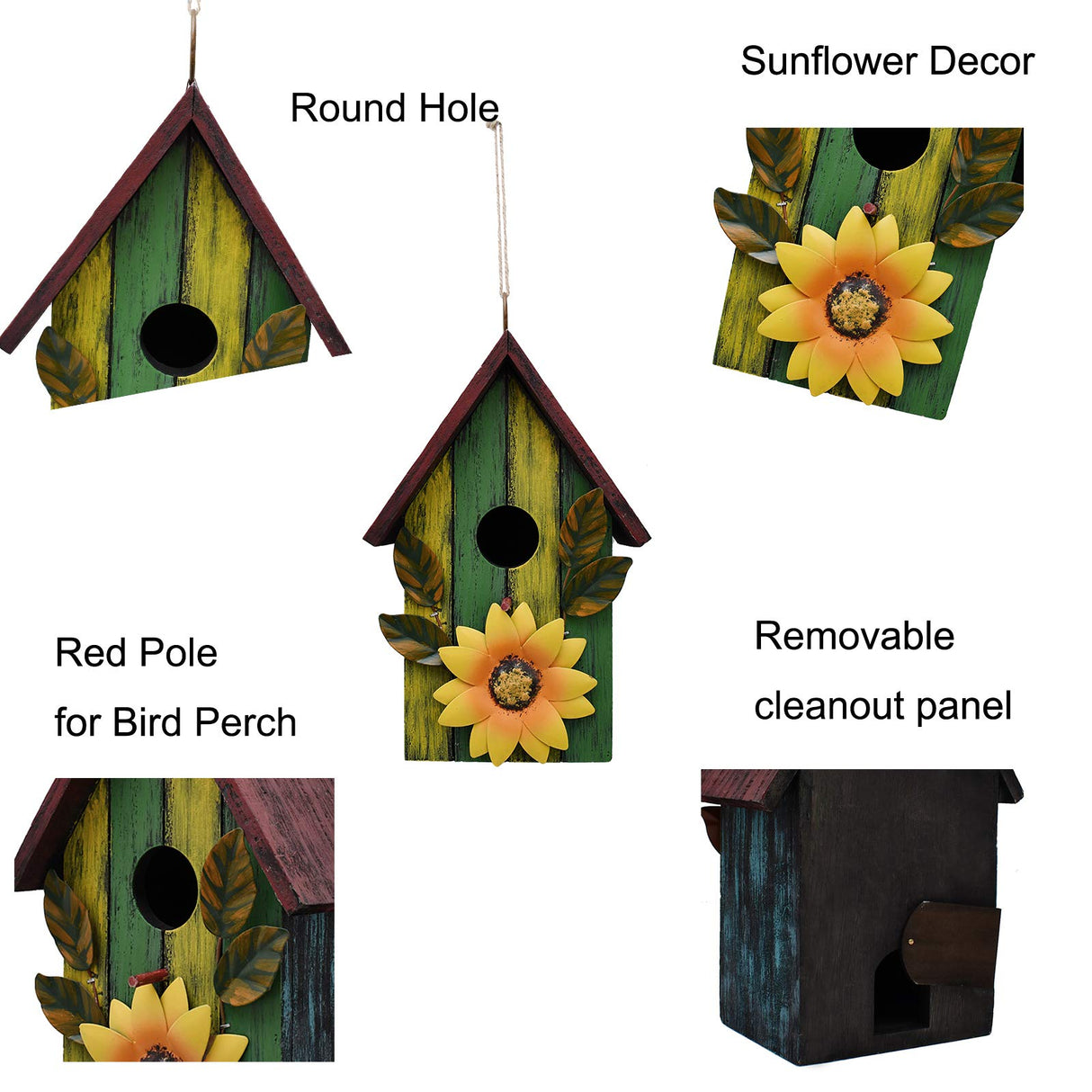 Wooden Bird Houses for Outside Hanging Garden Patio Decorative Bird Houses Outdoor Hand Painted Birdhouse for Small Bird Finch Cardinal Hummingbird K KILIPES