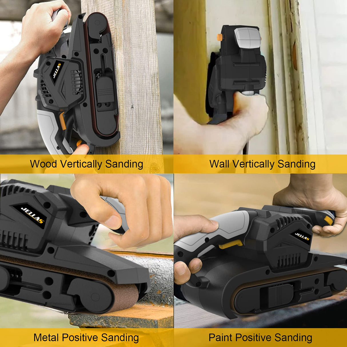 Jellas 3 ร 21-Inch Belt Sander with Dust Bag, 7Amp Sander Machine with Variable-speed Control, 2 in 1 Vacuum Adapter, 10Feet (3 meters) Length Power Jellas