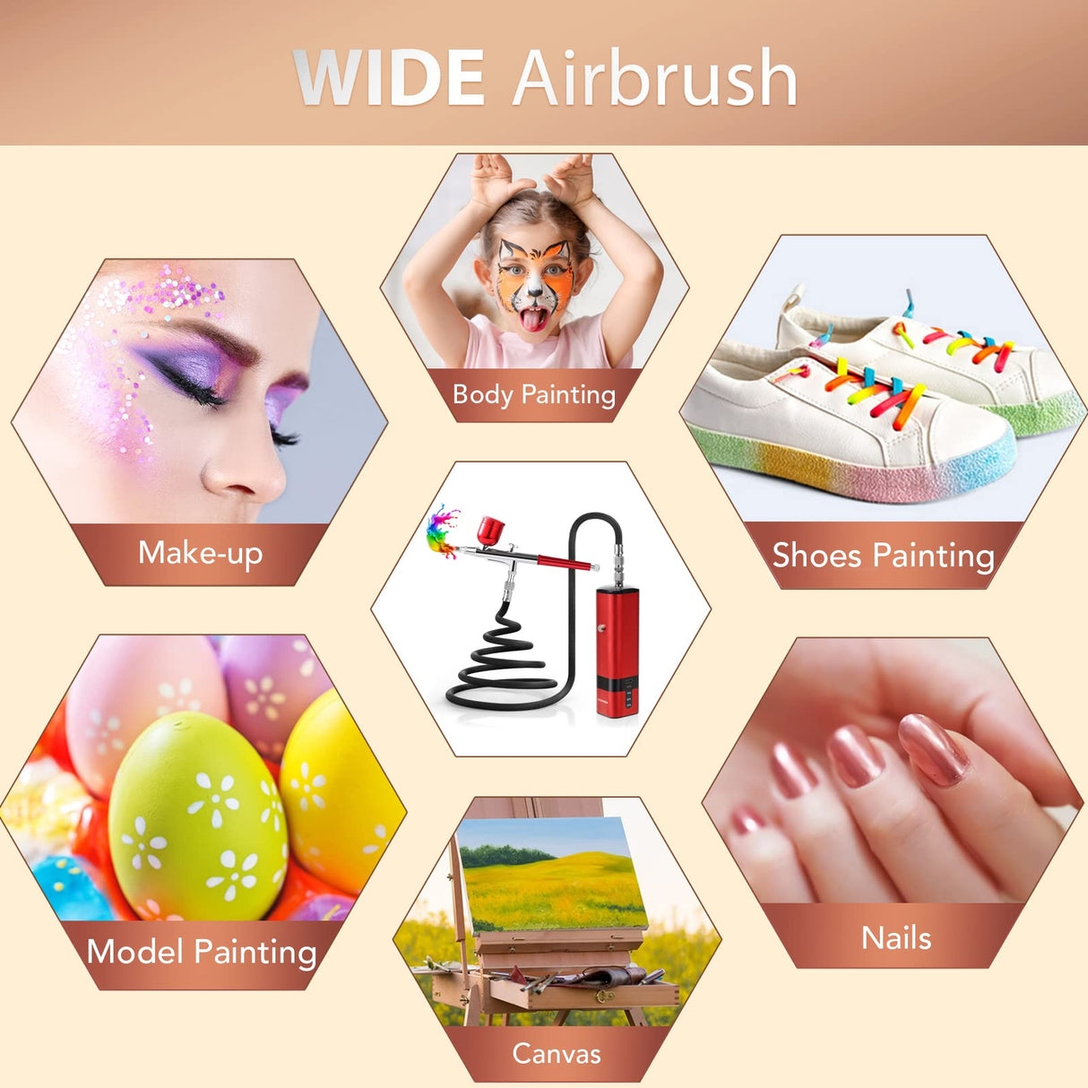 Cordless Airbrush Kit with Compressor, 32PSI Handheld Mini Air Brush Gun Set, Portable High Pressure Air Brushes for Painting, Tattoo, Nail Art, yygywen