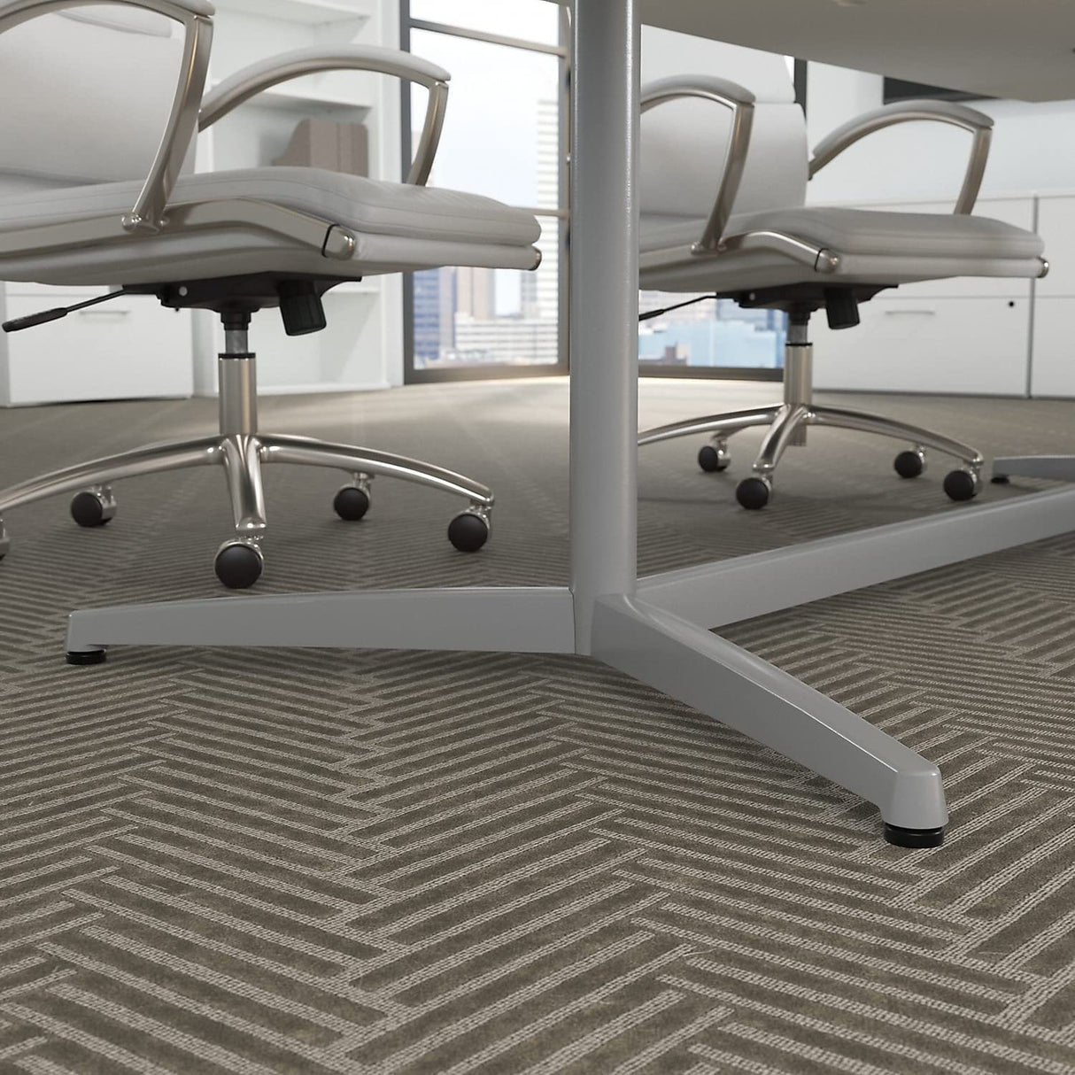 Bush Business Furniture Conference Table for 8-10 People | Boat Shaped 10 FT Engineered Wood Meeting Desk with Sturdy Metal Base for Office Bush Business Furniture