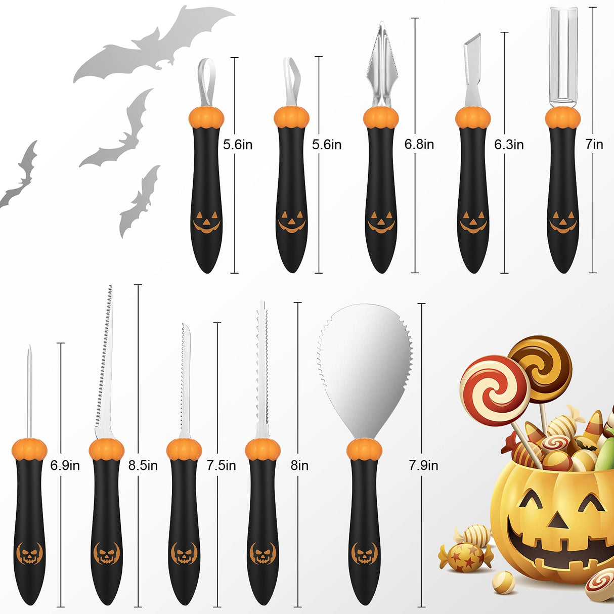CHRYZTAL Pumpkin Carving Kit Tools Halloween, Professional Heavy Duty Carving Set, Stainless Steel Double-side Sculpting Tool Carving Kit for CHRYZTAL