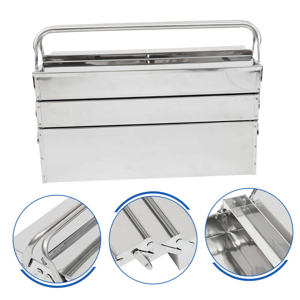 Veemoon 1pc Box Folding Toolbox Home Tools Portable Toolbox Rolling Tool Tray Metal Craft Storage Small Tool Chest Machinist Tools Storage Case Veemoon