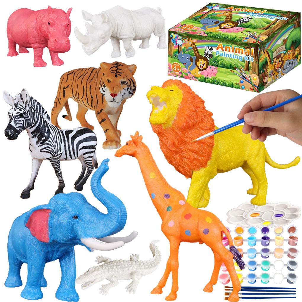 Yileqi Safari Animal Painting Kit for Kids Crafts and Arts Set, Jumbo Jungle Animal Toy Art and Crafts for Boys Girls Age 4 5 6 7 8 Years Old, DIY Yileqi