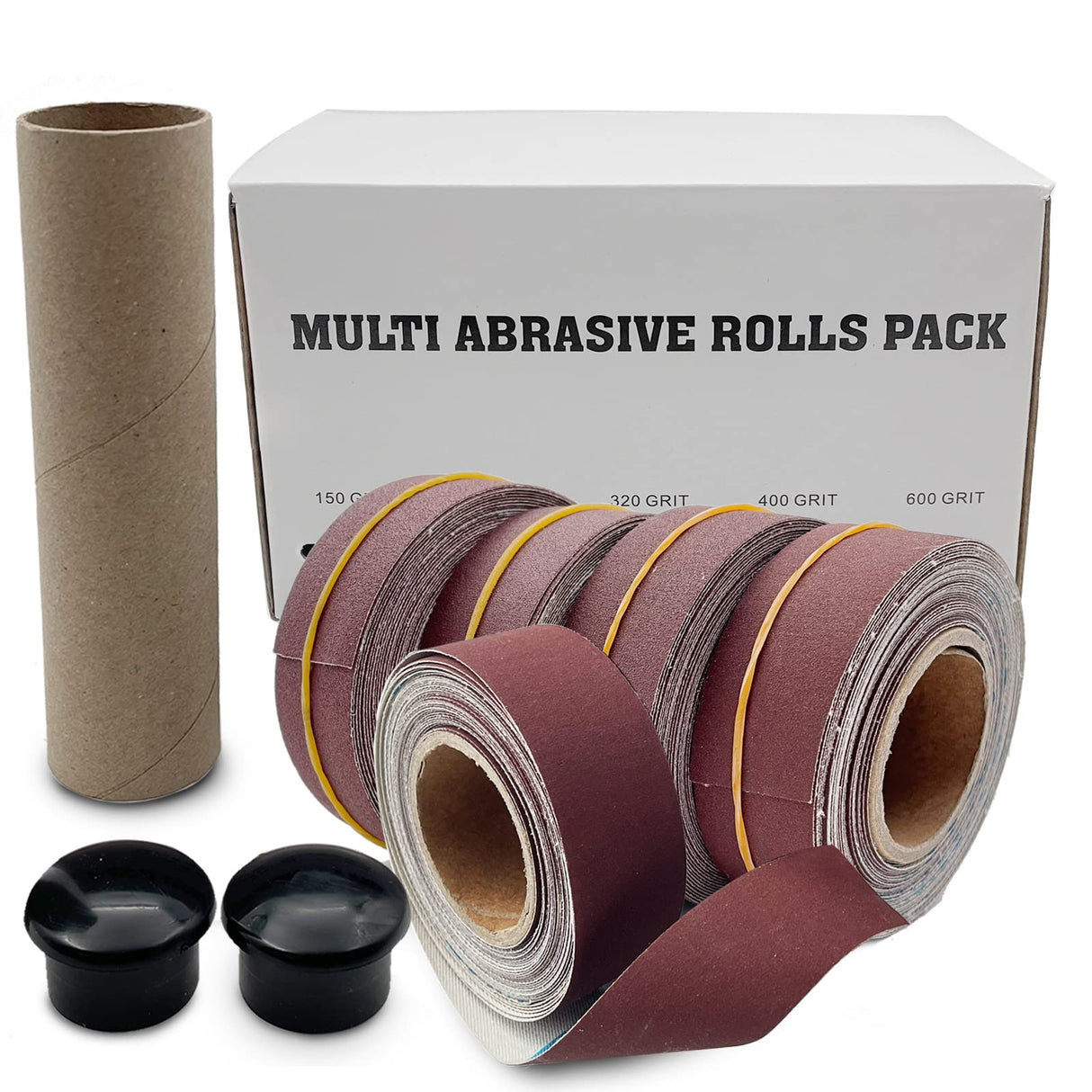 LYFJXX Emery Cloth Roll, 5 Grits Abrasive Sand Paper Set, 150 240 320 400 600 Grit Sandpaper Rolls for Wood Metal Polishing with Dispenser, Each Roll LYFJXX