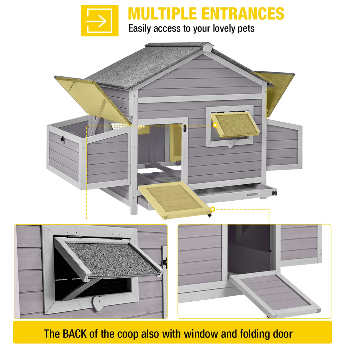 Aivituvin Chicken Coop with Two Large Nesting Boxes Wooden Hen House Outdoor Poultry Cage Duck Coop Weatherproof Aivituvin