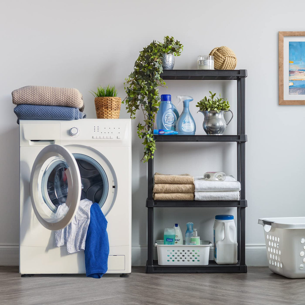 IRIS USA 4-Tier Shelving Unit, 48" Fixed Height, Medium Storage Organizer for Home, Garage, Basement, Shed and Laundry Room, 24"W x 12"D x 48"H, Made IRIS