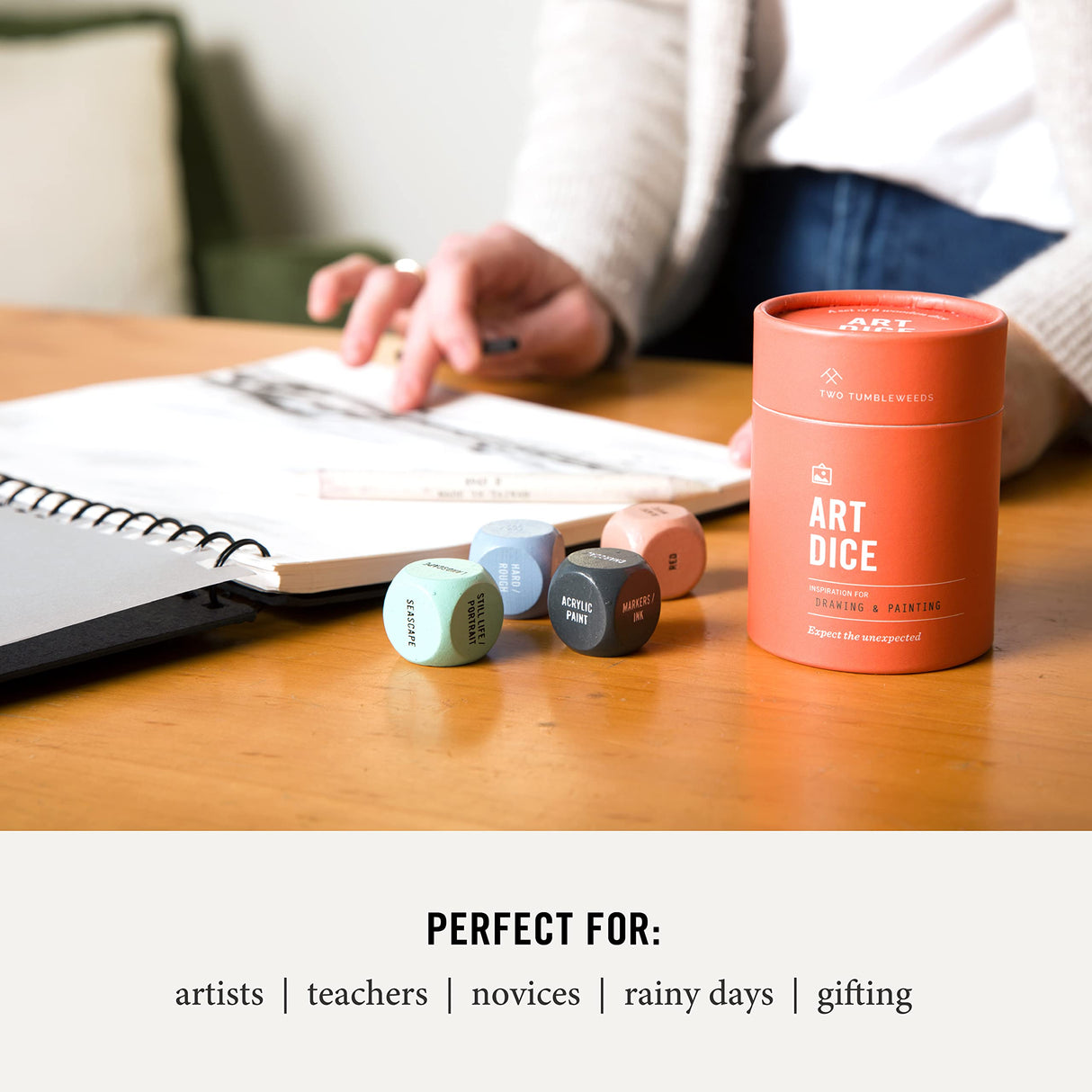 Two Tumbleweeds Art Dice - Drawing & Painting Game for Adults, Artists & Teachers - Set of 9 Dice for Creative Inspiration in The Studio and Two Tumbleweeds