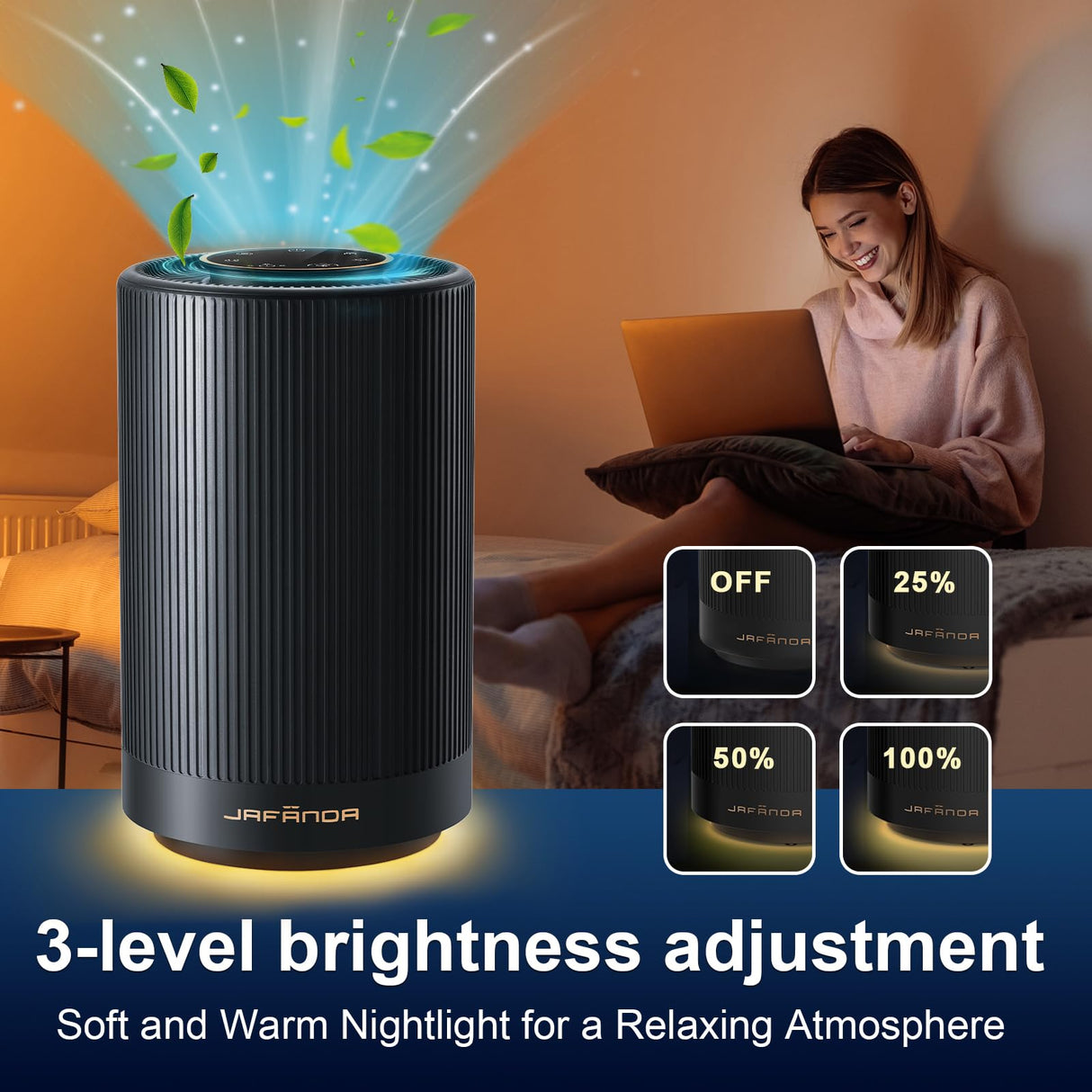Jafanda Air Purifiers for Home bedroom,H13 True HEPA Coverage 450 sqft,22 dB Portable Air cleaner,Effectively Remove Pollen Dust and Odor to Prevent Jafanda