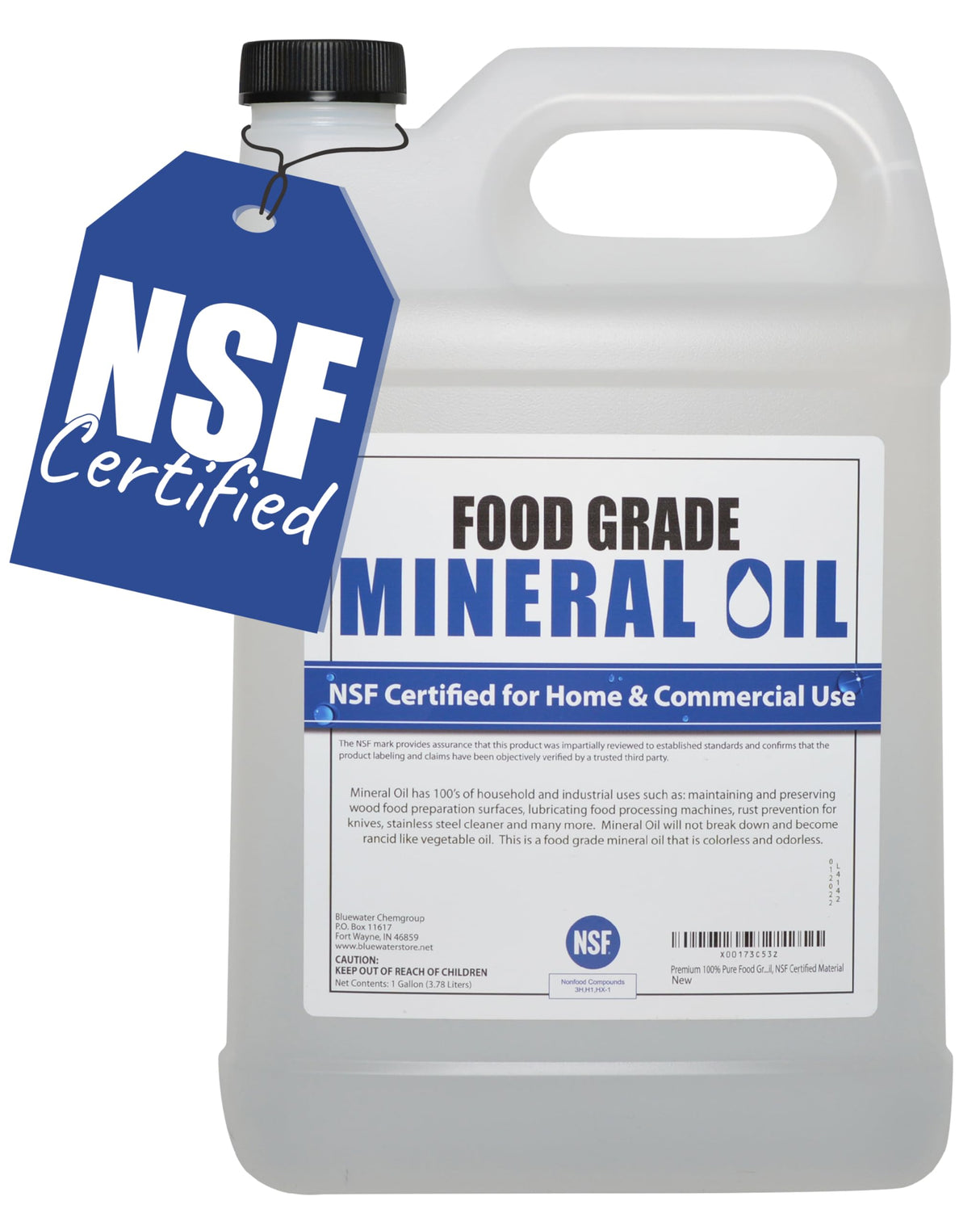 NSF Certified Food Grade Mineral Oil - Gallon (128oz), Certified Food Safe Conditioner for Wood Cutting Boards, Butcher Blocks and Stainless-Steel Sanco Industries