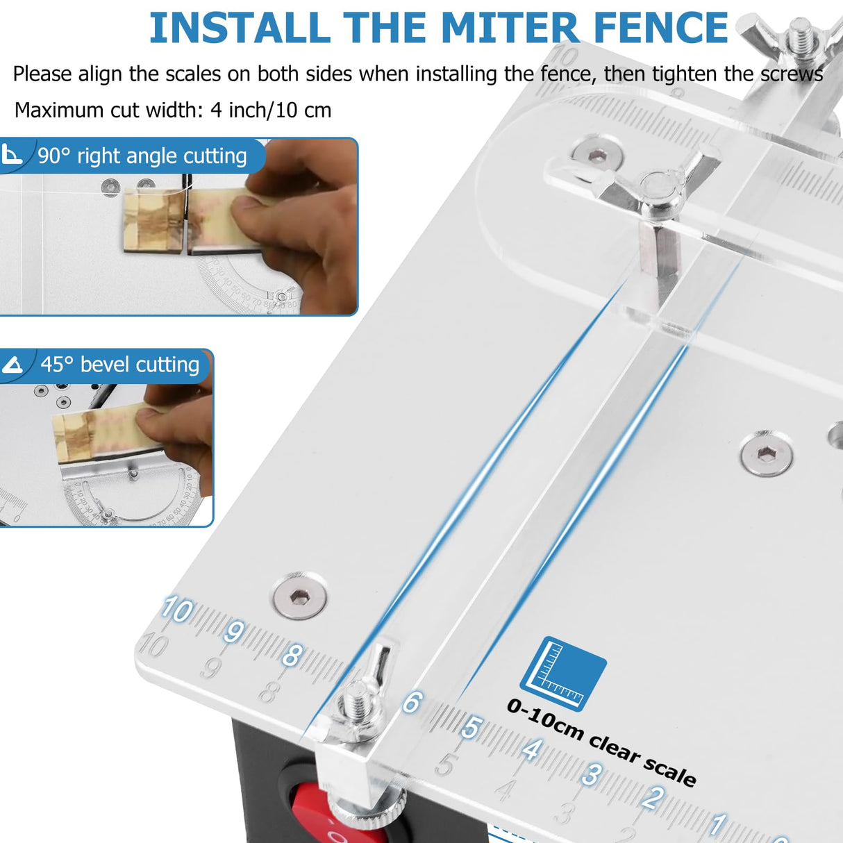 MXBAOHENG Mini Table Saw S2 Portable Precision Table Saws for Crafts, 1/2" Cut Depth, w/ 4 Blades, 96W Adjustable Speed Power Supply, for Wood Metal MXBAOHENG