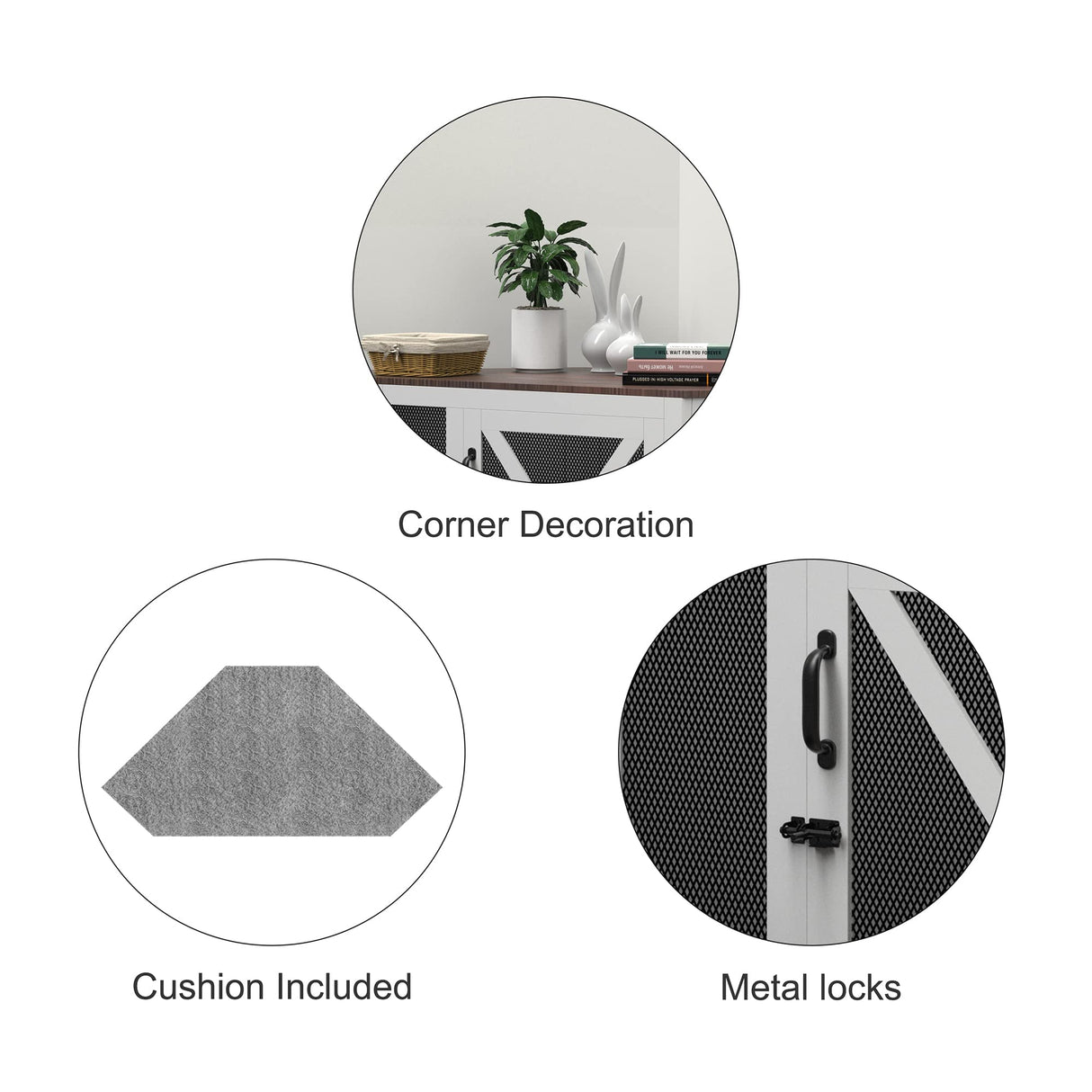 Xilingol Corner Crate Furniture, Wooden Kennel Side End Table, Cage / House for Small Medium Large Dog, Pet Crate Indoor Use Xilingol