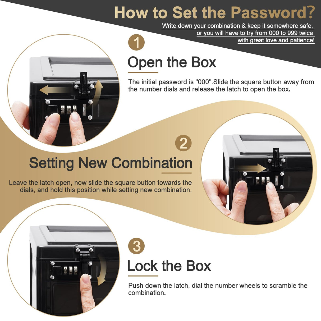 Large Lock Box for Personal Items, Combination Lockable Storage Box for Office Locker/School/Medicine/Snacks/Phone Jail/Electronic/Home Lalifebuss