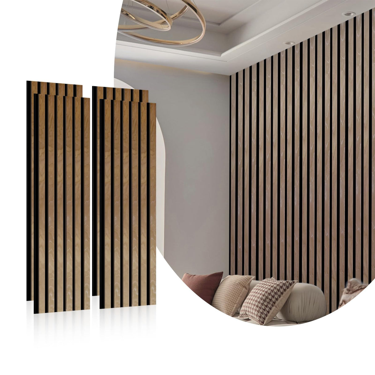 CETIVENO 4 Pack Acoustic Wood Wall Panels,47.2” x 12.8” Soundproof Wall Panels,Wood Slat Acoustic Panels for Wall Decor,3D Wood Slat Wall Panels CETIVENO