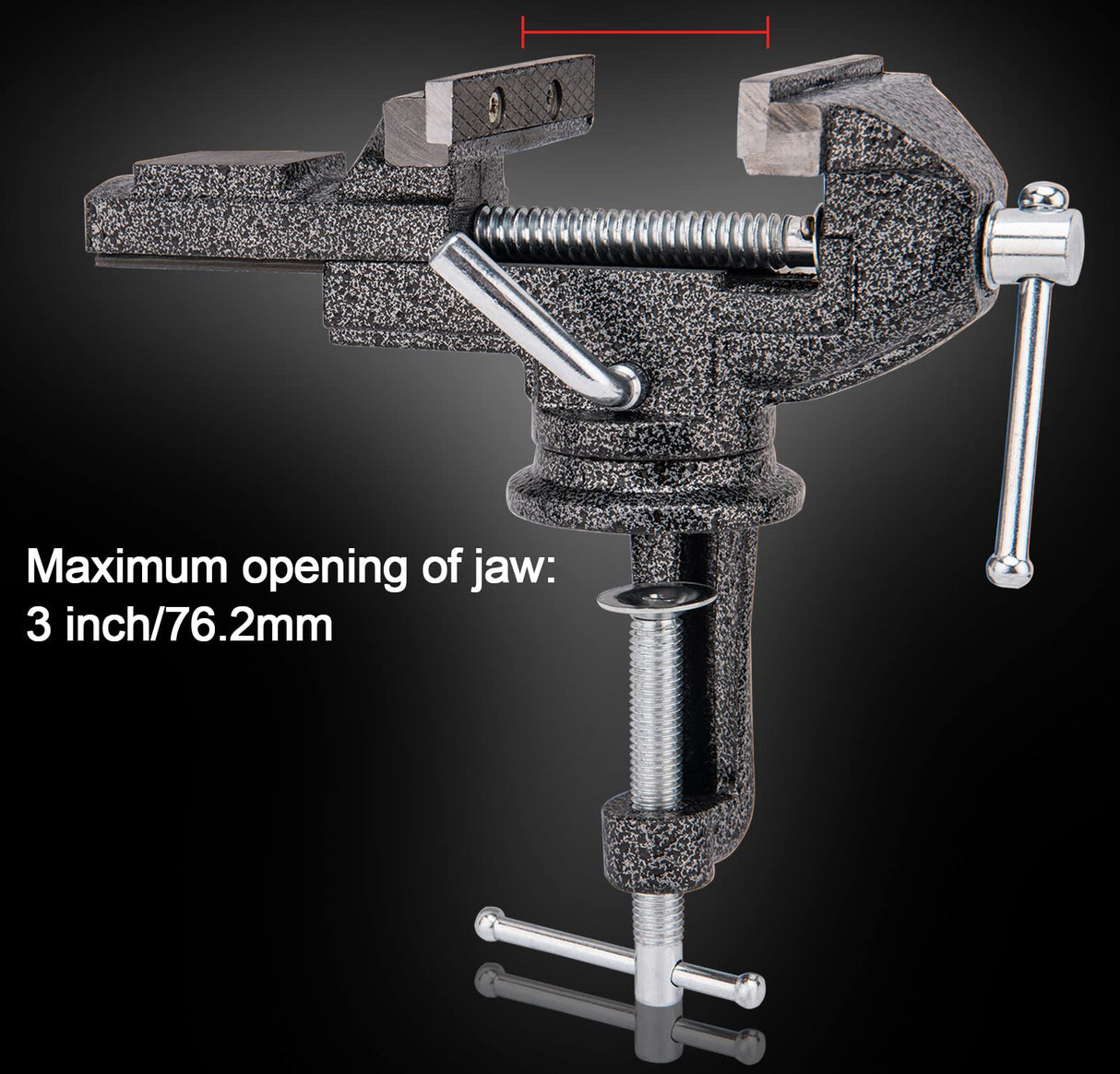 Universal Table Vise 3 Inch, Home Vise Clamp-on Portable Bench Clamp, 360° Swivel Base Clamps Fixed Tool for Woodworking, Handcraft Creations, CMOOD