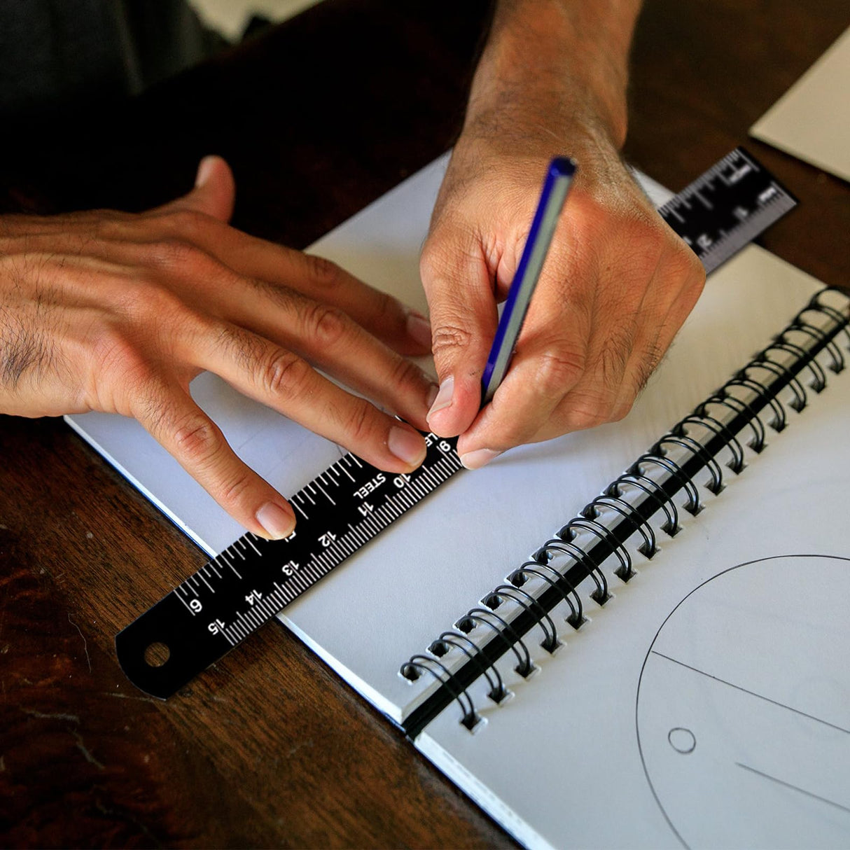 Zotemo Metal Ruler, 6 Inch Stainless Steel Ruler with Metric Measurement, 2 Pack, 15 Centimeters Straight Edge Ruler with Inch to MM Conversion Table Zotemo