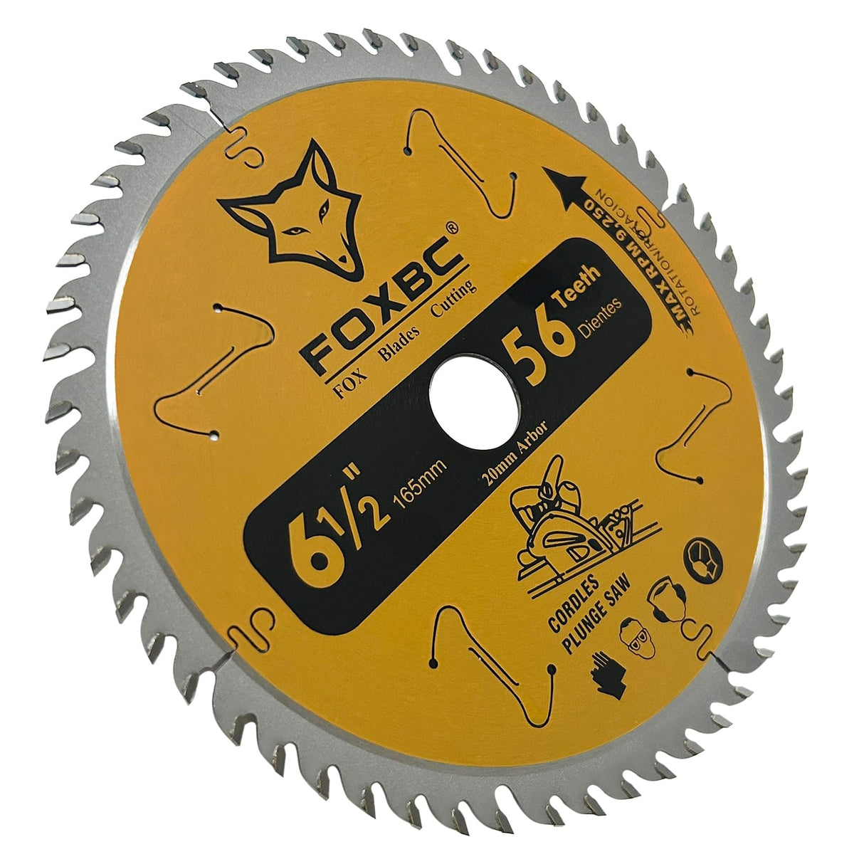 FOXBC 6-1/2" 56T Carbide-Tipped Track Saw Blade for Makita B-07353 Plunge Circular Saw, Wen CT1065, Replacement for Makita B-57342, Wen BL655 Saw FOXBC