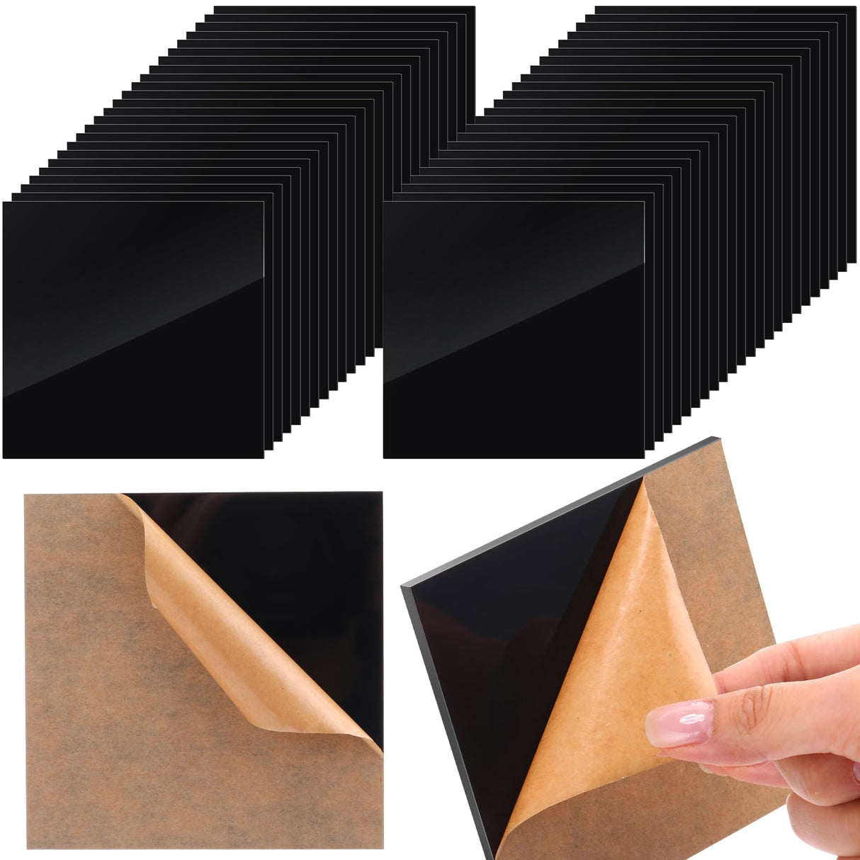 Suzile 50 Pcs Black Acrylic Sheet 3.9 x 3.9 in Acrylic Sheets 1/8 Thick Cut to Size Acrylic Sheets Opaque Polycarbonate Sheet Acrylic for Laser Suzile